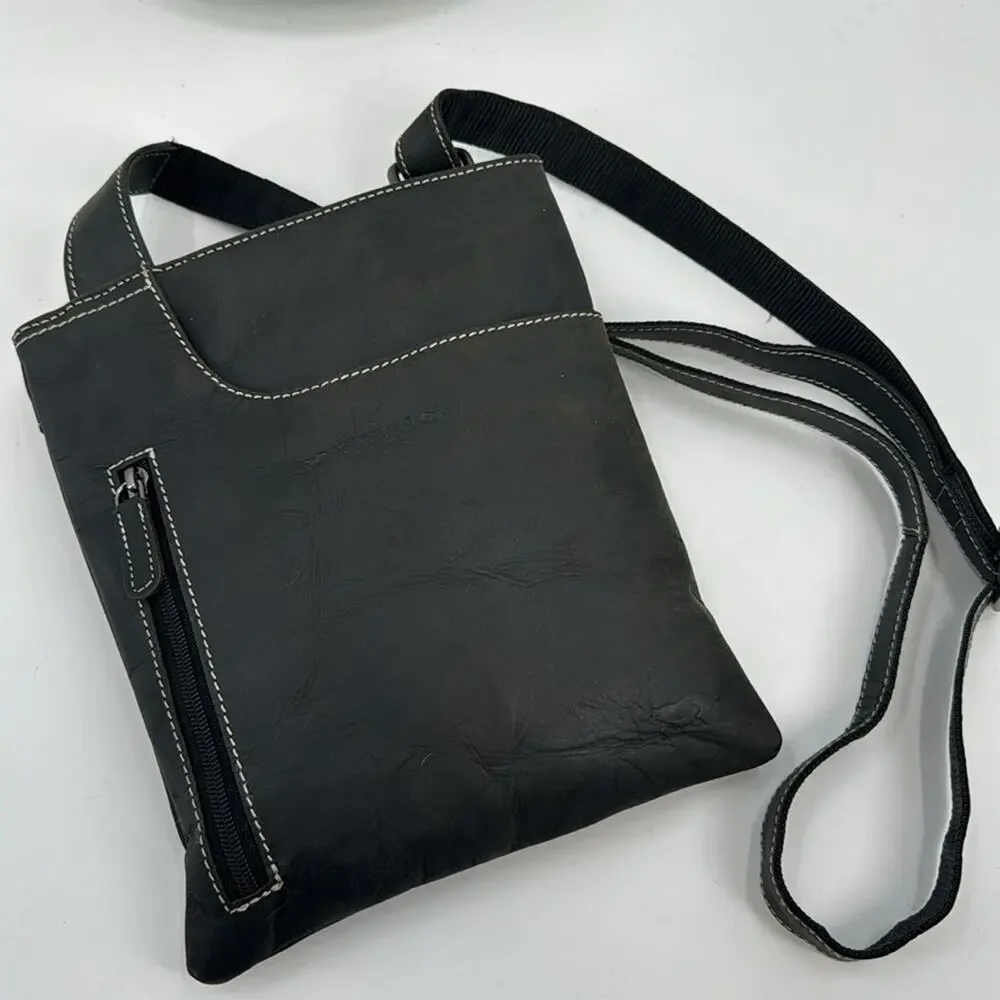 NWT Arrigo Black leather Unisex's Shoulder Crossbody bag